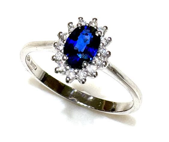 Anello Sommer Gioielli Donna KATE in Oro bianco Zaffiro blu 0.58 Ct ZAF CT 0.58 DIA CT 0.12 G/VS - ZAF CT 0.58 DIA CT 0.12 G/VS